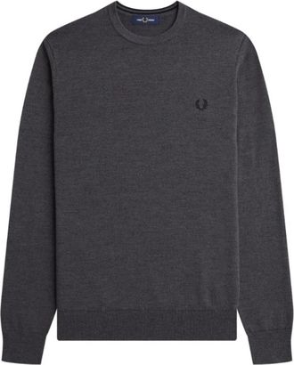 Fred Perry Klassiek Crew Neck Jumper Sweatshirt - Heren - Sweatshirts - Grijs - XS - Wol - Hoodies & sweatvesten