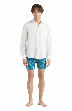 Vilebrequin Mens Solid Linen and Cotton Shirt in Blanc at Nordstrom, Size Xx-Large