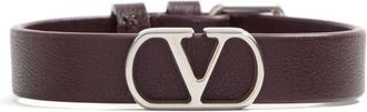 Valentino Garavani v-logo signature leather bracelet - men - Calf Leather - One Size - Brown