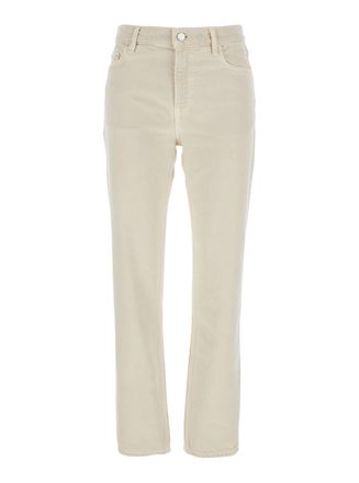 Toteme White Jeans With Belt Loops And Logo Patch On The Rear In Denim Woman