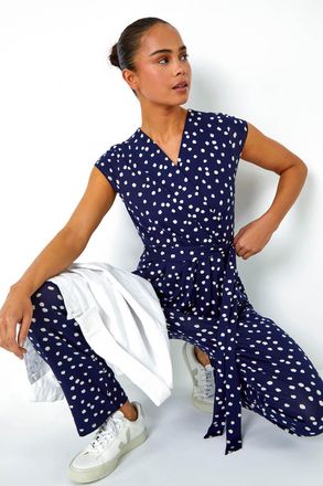 Roman Polka Dot Stretch Jumpsuit