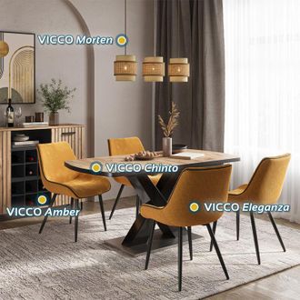 Vicco Sedia da pranzo Eleganza, Giallo, Set di 2, Vicco