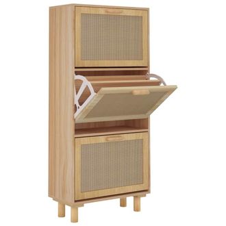 vidaXL Vidaxl - Zapatero Madera Contrachapada Marr&oacute;n Rat&aacute;n Natural 52x25x115 Cm
