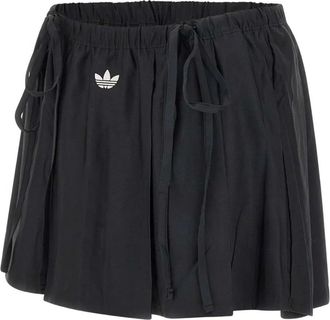 adidas elasticated pleated mini skirt - women - Recycled Polyester - S - Black