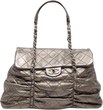 Chanel Pre-owned Vintage Quilted Flap Shoulder Bag - Dames - Vintage Schoudertas - Grijs - ONE Size - Leer - Vintage