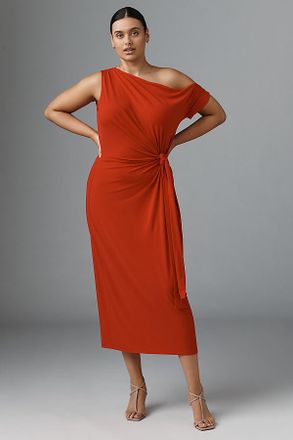 Eloquii Plus One-Shoulder Twist-Front Midi Dress