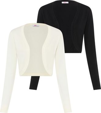 Laura Scott Bolero LAURA SCOTT, Damen, Gr. 32/34, schwarz, wei&szlig;, Feinstrick, Obermaterial: 70% Viskose, 30% Polyamid, unifarben, Basic, figurbetont taillenlang, t