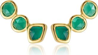 Monica Vinader Siren Ear Crawlers in Yellow Gold/Green Onyx at Nordstrom