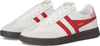 Gola Cyclone Leather Womens Walking Shoes White/Red/Candy/Dark Gum : 6.5 B - Medium