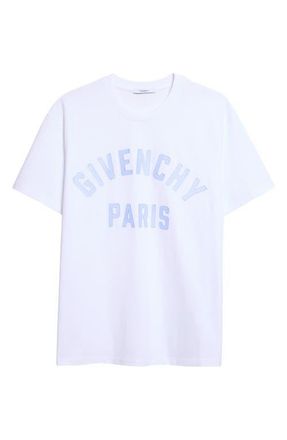 Givenchy Regular Fit Logo Patch T-Shirt in White/Light Blue at Nordstrom, Size Xxx-Large