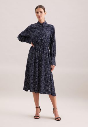 Seidensticker Sommerkleid SEIDENSTICKER, Damen, Gr. S(36), Normalgr&ouml;ssen, blau (dunkelblau), 100% Viskose, bedruckt, regular fit, Kleider Sommerkleid, 1/1 Kragen Dr