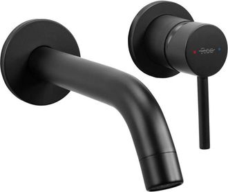Rea rubinetto lavabo da parete owen black + box