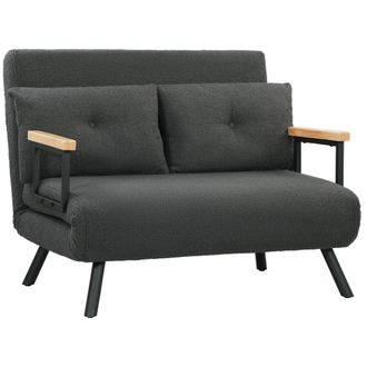 HOMCOM Sof&aacute; cama doble 102x73x81 cm gris oscuro