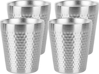 OEM Juego De 4 Vasos T&eacute;rmicos De Acero Inoxidable De Doble Pared, 295 Ml (10 Oz), Met&aacute;licos Y Apilables, Vasos Reutilizables Para El Hogar