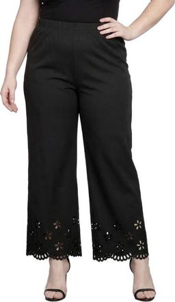 Standards & Practices Floral Eyelet Hem Pull-On Pants in Black at Nordstrom, Size 1 X