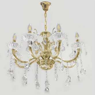 Trade Shop Trade Shop Traesio - Trade Shop - Lampadario Soffitto 6 Bracci Sospensione Plafoniera Sfere Cristalli Pendenti A18 - Oro