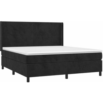 vidaXL Vidaxl - Cama Box Spring Colch&oacute;n Y Led Terciopelo Negro 180x200 Cm