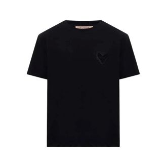 Twinset Camiseta con coraz&oacute;n de encaje - Tops - Mujer - Negro - XL