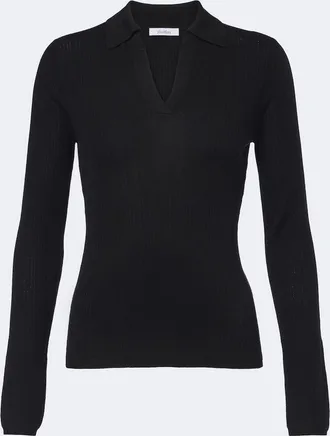 Max Mara Pullover polo in seta e cashmere a coste