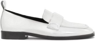 Kazar Zilveren halfschoenen met vierkante tenen - Dames - Loafers - Grijs - 41 EU - Leer - Schoenen