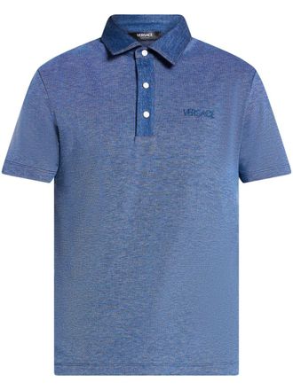Versace Poloshirt met geborduurd logo - Blauw