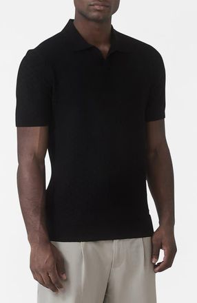 Mauvais Nerano Slim Knit Polo in Black at Nordstrom, Size Xx-Large
