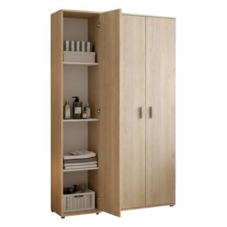 Dmora Armario Multiuso Grande Casciano, 9 Estantes, Modular, 3 Puertas, 100x190h Cm Marr&oacute;n Roble