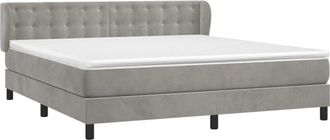 vidaXL Vidaxl - Cama Box Spring Con Colch&oacute;n Terciopelo Gris Claro 180x200 Cm