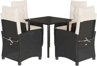 vidaXL Set De Muebles Jard&iacute;n 5 Pzas Con Cojines Rat&aacute;n Sint&eacute;tico Negro Vidaxl