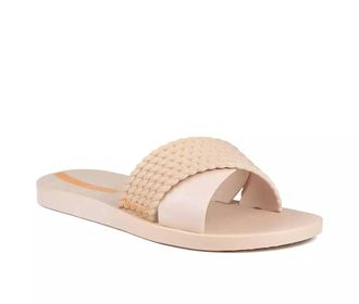 Ipanema Womens Street Ii Molded Rattan Criss-Cross Strap Slides In Beige