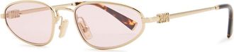 Miu Miu Narrow Oval-frame Sunglasses - Pink - One Size