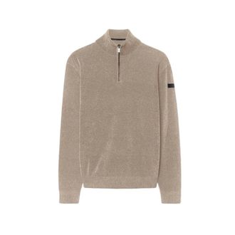 Roberto Ricci Design W26136 Velvet Half Zip Knit - Heren - Truien - Beige - Maat: L Velours