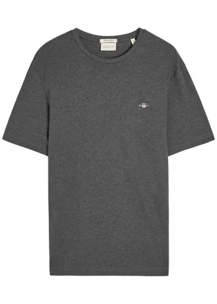 GANT Logo-embroidered Cotton T-shirt - Dark Grey - Xxl