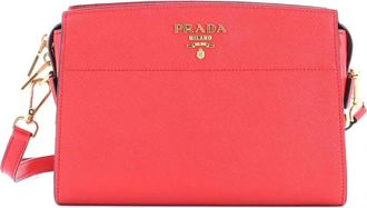 Prada Bibliotheque Saffiano Leather crossbody bag - Rood