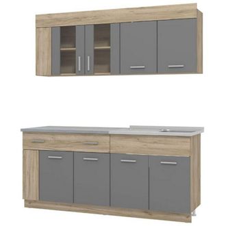 Dmora Cucina Completa Interamna, Cucinino un Cassetto, 4 Ripiani, 8 Ante, Nero Antracite