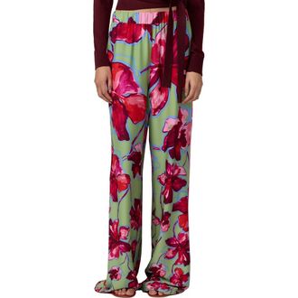 Diane Von F&uuml;rstenberg Verick Print Wide Leg Pants in Hibiscus Smoke Degrade at Nordstrom, Size Xx-Small