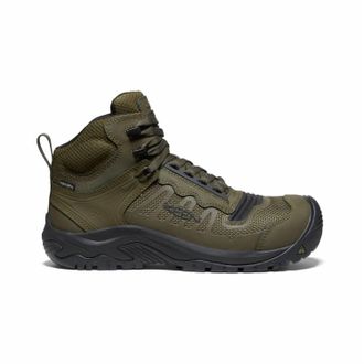 Keen Mens Reno Mid Waterproof Carbon Toe Boots In Olive/black