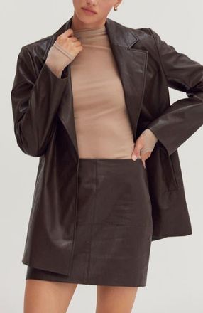 Crescent Faux Leather Oversized Blazer in Espresso at Nordstrom, Size Large