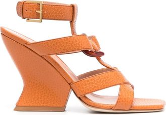 Alberta Ferretti 105mm strap-detail leather sandals - women - Calf Leather/Calf Leather/Calf Leather - 37 - Orange