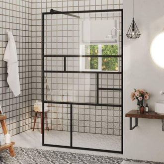 vidaXL Parete Doccia Walk-in in Vetro Trasparente esg Nera 100x195 cm - Vidaxl
