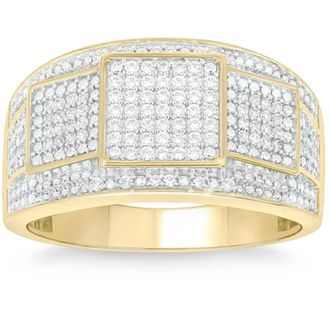 Pompeii3 1Ct TW Diamond Mens Ring 10k Yellow Gold 12mm Wide