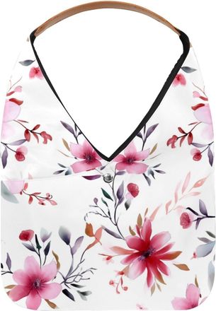 Generic Pink Floral Prints Reusable Lightweight Grocery Bags - Foldable Into Compact Pouch, Washable & Sturdy, Multipurpose for Shopping and Travel