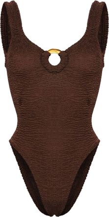 Hunza G Celine crinkled swimsuit - women - Polyamide/Elastane - One Size - Brown