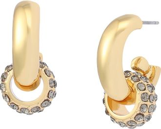 Kurt Geiger Rondelle Pav&eacute; Huggie Hoop Drop Earrings in Gold/crystal at Nordstrom