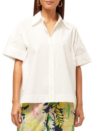 Trina Turk Oversized Button Up Poplin Opponent Top in White at Nordstrom, Size Xx-Large