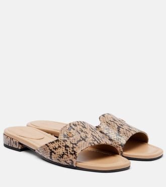 Jimmy Choo London Dina snake-effect leather slides