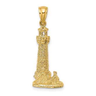 Diamond2Deal 14k Yellow Gold 2-D Assateague Isl Lighthouse, Va Charm