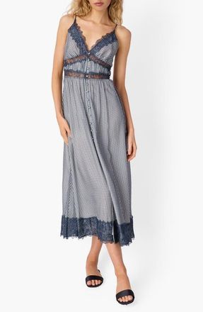 Cami NYC Janaya Silk Chiffon Maxi Sundress in Blue Gingham at Nordstrom, Size 00