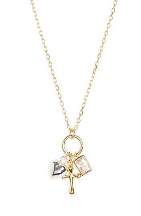 Argento Vivo Cross Heart Charm Necklace in Gold/Silver at Nordstrom Rack