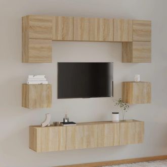 Berkfield Home 8 Piece TV Cabinet Set Sonoma Oak Engineered Wood in Brown